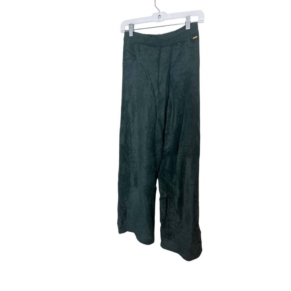 Savage X Fenty Sweatpants Womens Small Green Fuzzy Knit Wide Leg Lounge